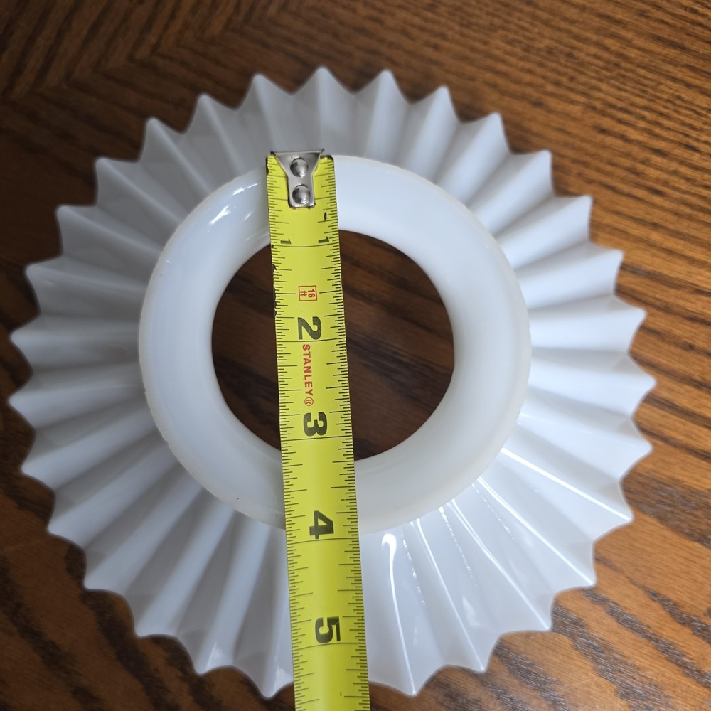 Antique Victorian White Milk Glass Ruffled Petticoat Oil Lamp Shade 8" OD - Picture 7 of 8
